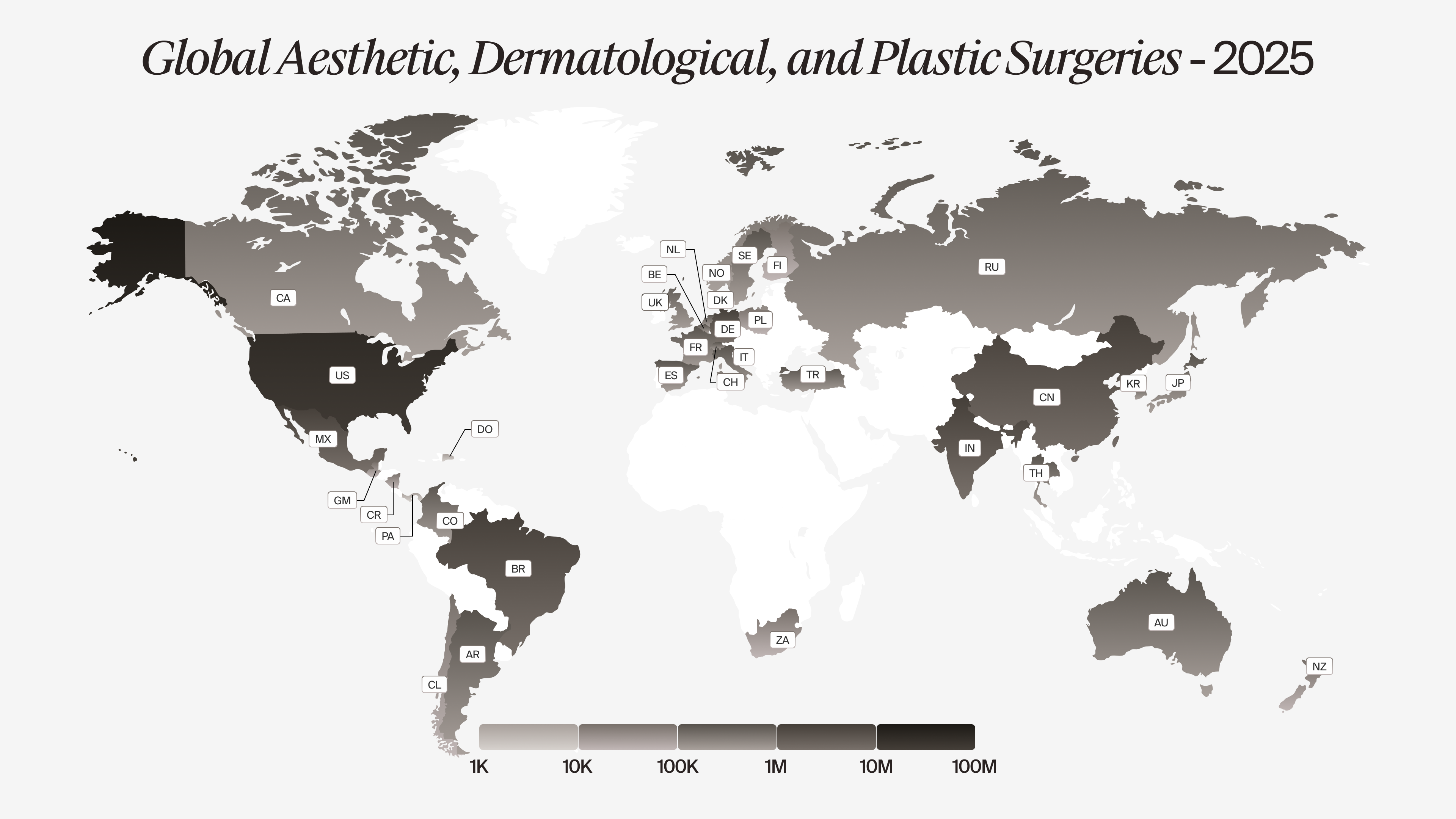 Overview of aesthetics surgical procedure volumes in 2025