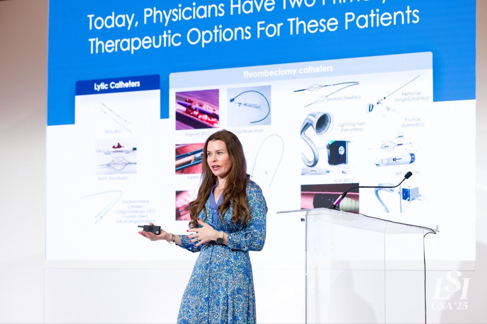 Jennifer Fried, Co-Founder and CEO of Flow Medical, on stage at LSI USA in 2025